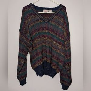 Campus colorful woven knit grandpa sweater